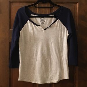 SO Navy Baseball Tee Raglan Three Quarter Sleeve